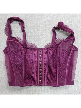 Victoria's Secret Bra Medium Red Burgundy Lace Unlined NEW